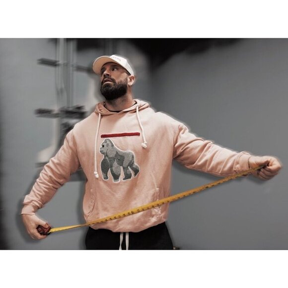 Raw Gear Adut Sz S Sweatshirt Salmon Cotton Gorilla Pocket Hoodie Drawstring NWT - Picture 2 of 8